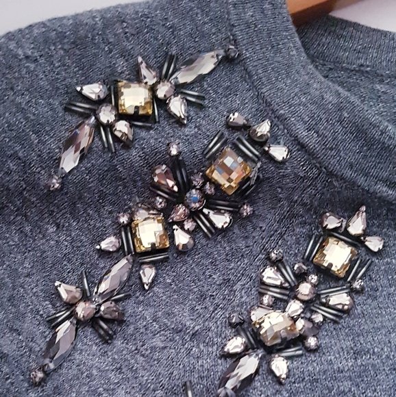LOFT Gray & Jewelled Pullover Sweater - Picture 5 of 10